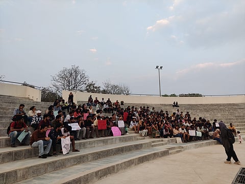Visuals from protest at Azim Premji University on Wednesday
