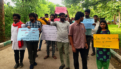 The protest, led by HCUSU.