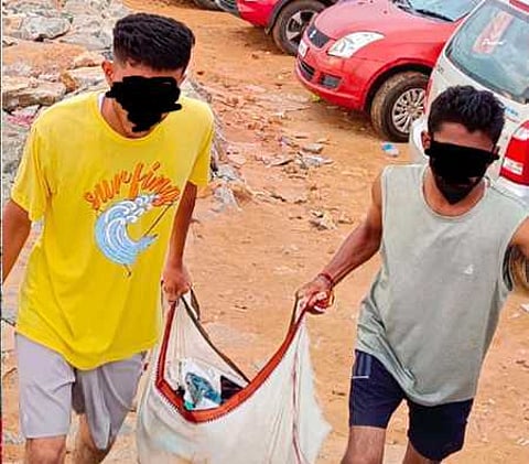 Students from Bengaluru cleaning the temple beach of Gokarna as a punishment for creating nuisance
