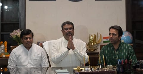 Dharmendra Pradhan with Ministers of State for Education