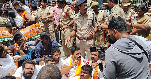 During the protest