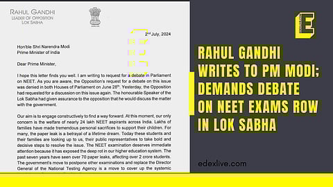 Rahul Gandhi writes to PM Modi