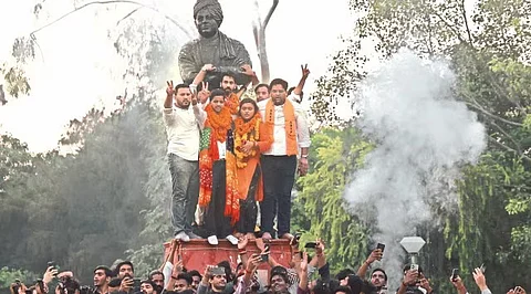 Last year, ABVP had won three central panel polls including that of the president