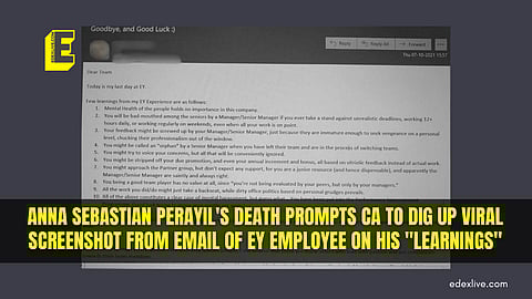 Anna Sebastian Perayil's death prompts CA to dig up viral screenshot from email of EY employee on his "learnings"