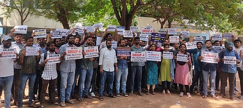 During the protest