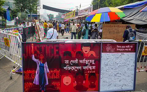 Visuals from a protest demonstration in Kolkata today