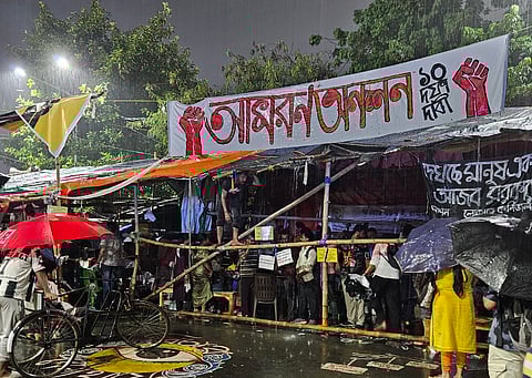Scenes from the protests site