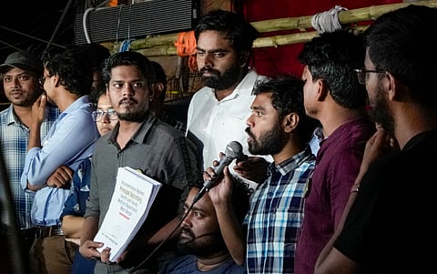 Kolkata's junior doctors before they left for meeting with CM on Monday