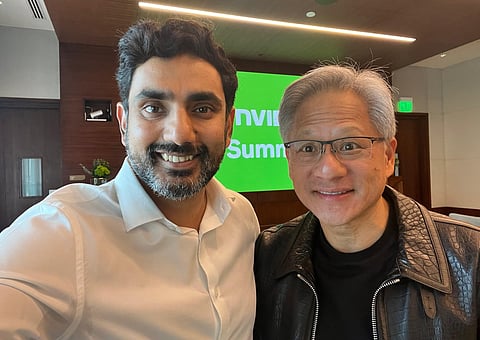 Minister Nara Lokesh with NVIDIA's CEO Jensen Huang