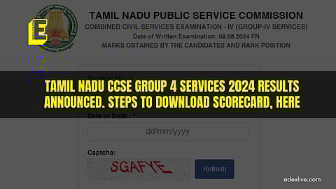 Tamil Nadu CCSE Group 4 services 2024 results announced. Steps to download scorecard, here