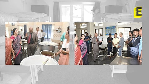 Upa Lokayukta Justice KN Phanindra during his visit to a hostel interacted with students