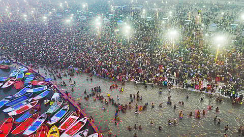 Visuals from Prayagraj, Uttar Pradesh, on Day 1 of Maha Kumbh Mela