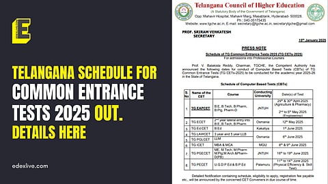 Telangana CETs schedule is out