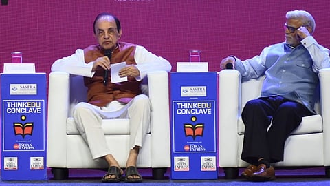 Subramanian Swamy, Economist and Thinker with chair and Editorial Director, TNIE, Prabhu Chawla