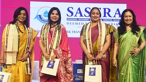 Geeta Jayanth, Head, Chaman Bhartiya School, Dr Jayshree Periwal, Chairperson, Jayshree Periwal Group of Schools, Jaipur, and Padmini Sambasivam, Principal, Shiv Nadar School, in conversation with Kaveree Bamzai