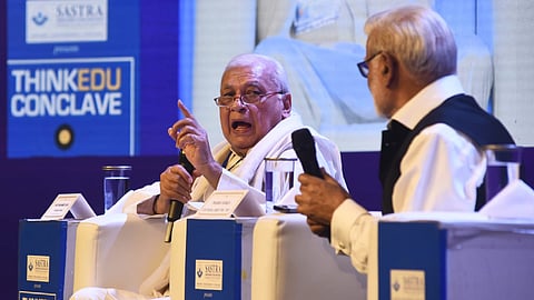 Arif Mohammed Khan, Governor of Bihar, in a session chaired by Prabhu Chawla, Editorial Director, TNIE at ThinkEdu Conclave 2025 in Chennai on January 28