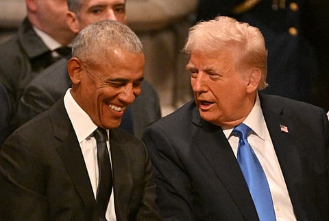 Former US President Barack Obama with President Donald Trump