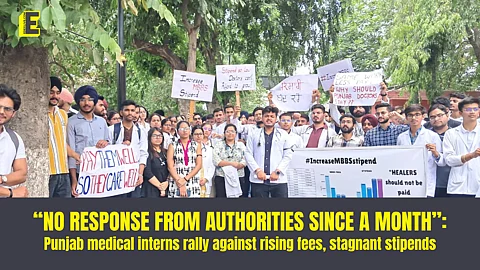 Medical interns from GMC Amritsar and Faridkot, rally against rising fees and stagnant stipends
