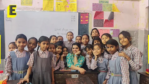 Teach for India Alum Afsana Khan along with her students