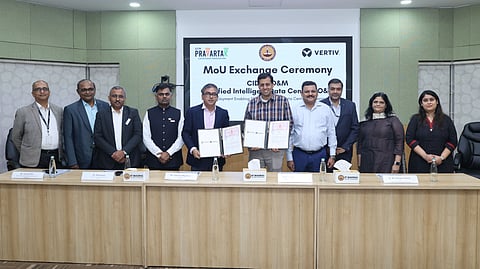 Representatives from IIT Madras, Vertiv & IITM Pravartak during MoU Signing ceremony at IIT Madras