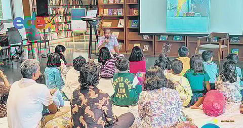Children and parents engage in a session at the Bangalore International Centre’s (BIC) new children’s library