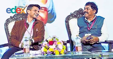 Astronaut Shubanshu Shukla and former DRDO chairman Satheesh Reddy at Kalam’s Space Convention 2025 in Hyderabad on Wednesday