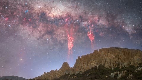 Rare Red Lightning Captured Over New Zealand's Skies