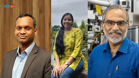 (L to R) Mohanasankar Sivaprakasam, Shweta Prem Agrawal and Thalappil Pradeep