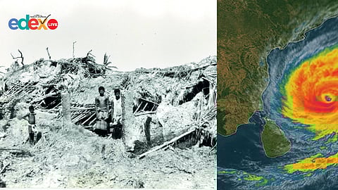(L to R) Visuals of the 1999 Odisha super-cyclone; Representative image