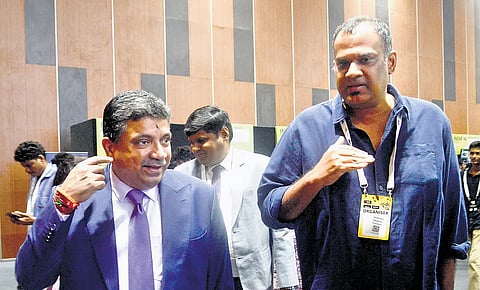 IT Minister Palanivel Thiaga Rajan (left) at India Game Developer Conference at Chennai Trade Centre on Wednesday.(Photo | Martin Louis)