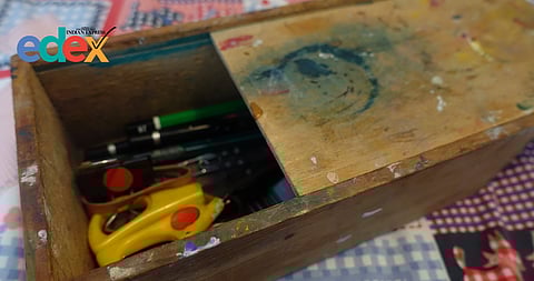 Childhood enclosed in old stationery objects