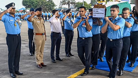 The mortal remains of Syal were brought to the Air Force Station in Sulur, Coimbatore district on Sunday