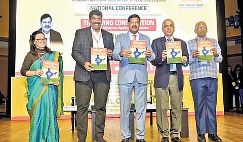 The book release ceremony was attended by senior officials from the Ministry of Social Justice & Empowerment, Government of India.(Photo | Express)