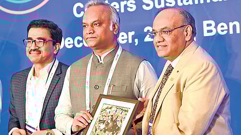 Panchayat Raj minister Priyank M Kharge at the 8th ASSOCHAM Smart Data Centers & Cloud Infrastructure Conclave 2025 in Bengaluru on Wednesday.