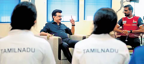 Chief Minister MK Stalin interacts with young sportspersons as part of “#VibeWithMKS” campaign on Wednesday.