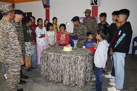 Indian Army celebrates New Year's Day with orphan children