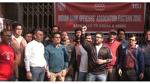 United Forum of Bank Unions holds protest strike in Kolkata