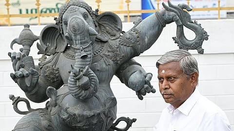 Veteran sculptor Rajastapathi Kaliappa Goundar, who has devoted more than 50 years to the art of sculpture-making.