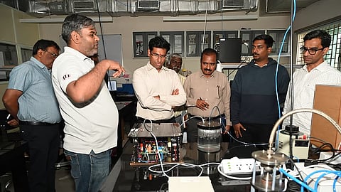 Tirupati District Collector Dr Venkateswar checking the Plasma Research Group and Water Quality Research Group at IIT Tirupati on Friday