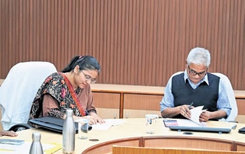 The MoU was signed by NIT-R director Prof K Umamaheshwar Rao and director of Odisha & Chhattisgarh Geo-spatial Directorate Swarnima Bajpai.