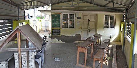 The view of library building which was built in 1963 on Sarayapattarai Street in Woraiyur, and its building is now in a dilapidated condition.