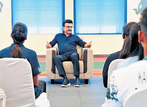 Chief Minister MK Stalin interacts during the Vibe with Stalin. initiative