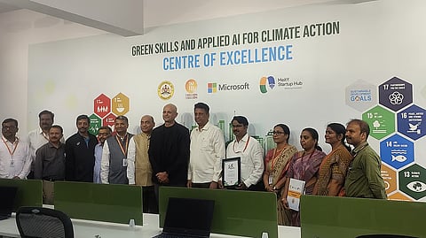 An AI Center of Excellence in Green Skills was inaugurated on February 12 by Higher Education Minister, MC Sudhakar and others