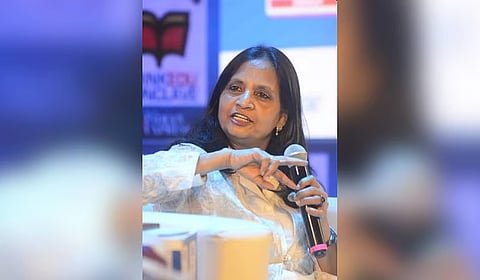 Additional chief secretary (Environment, Climate Change and Forests) Supriya Sahu speaking at a panel discussion at the Thinkedu conclave.