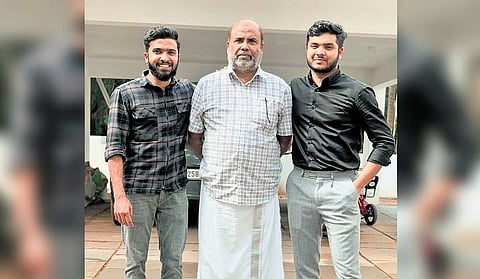 T T Basheer, chairman of Pratheeksha Organ Recipients Family Association Charitable Trust, with his sons Mishab and Sharhabil.