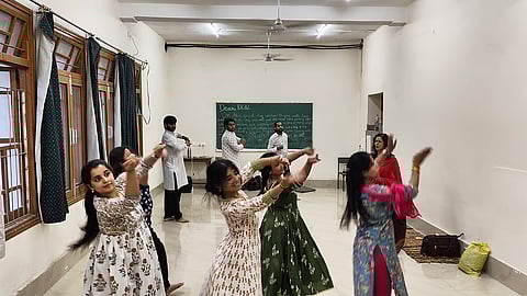Shovana Narayan guiding the troupe during rehearsals