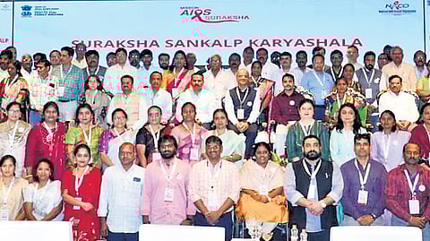 The National AIDS Control Organisation (NACO) holds the Mission AIDS Suraksha workshop in Vijayawada on Wednesday.