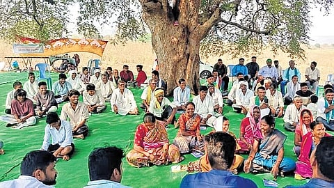 Farmers attend an awareness meeting on revival of traditional seeds in Kerameri mandal of Komaram Bheem Asifabad district