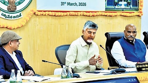 AP Chief Minister N Chandrababu Naidu addressing a round table on the Quantum Valley hardware ecosystem on Tuesday.