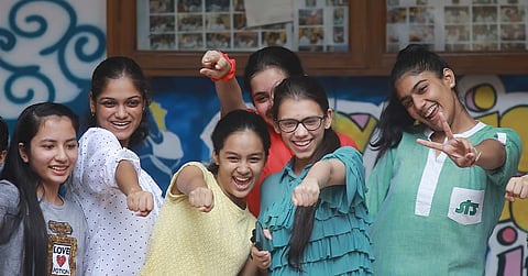 Students celebrate after the announcement of CBSE class 10 results in Delhi. Image used for representative purposes only. (File Photo | Shekhar Yadav,EPS)